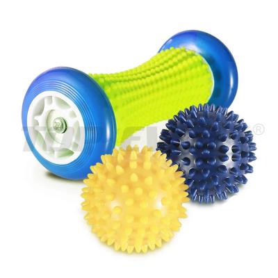 China Anti-Splash Factory Sale Custom Logo Myofascial Release Spiky Foot Massage Roller for sale