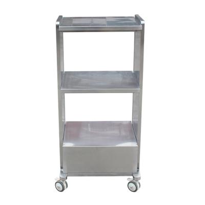 China Pet Surgery Movable 3 Tiers Stainless Steel Storage Shelf Trolley Medical Trolley for Pet Surgery for sale