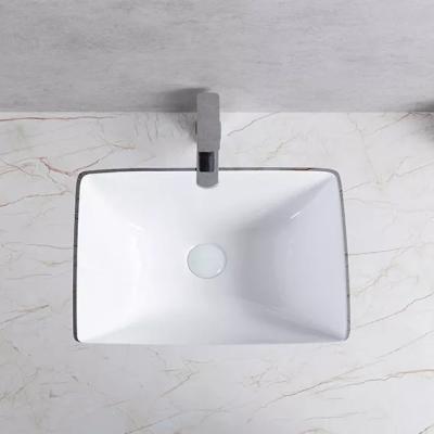 China Modern Customized Rectangular Under Vanity Counter Basin Ceramic Undermount Sink Bathroom Cabinet Basin Wash Basin Sink for sale