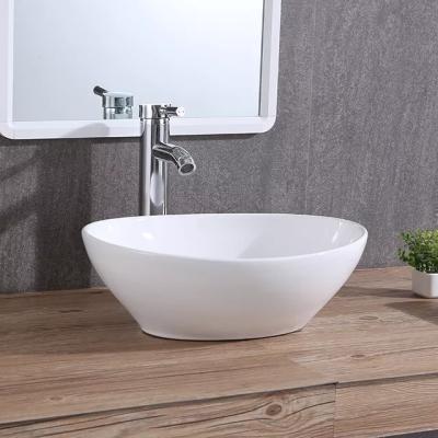 China Small Modern Economic Ceramic Counter Mounted Bathroom Vessel Sink for sale