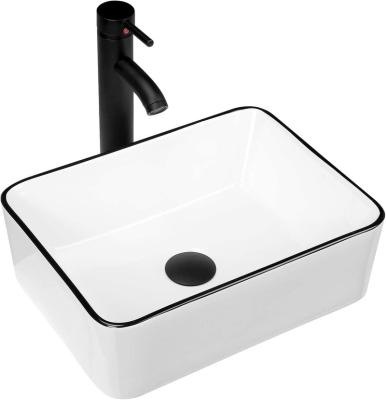 China Modern Bathroom Table Top Vessel Toilet Artificial Glossy White Ceramic Hand Sink for sale