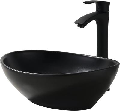 China Durable Hot Sale Ceramic Sanitary Ware Customized Color Art Hand Wash Basin Bathroom Ceramic Matte Black Ceramic Sinks Oval for sale