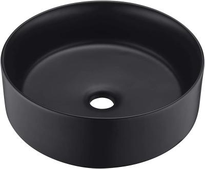 China OEM Sale Durable Simple Bathroom Glossy Bathroom Art Sink Ceramic Hand Wash Basin in Matte Black for sale