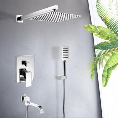 China Without Slide Bar Bathroom Rainfall Shower Trim Kit With Rough-in Valve Head And Handle Set Wall Mounted Single Function Mixer Shower for sale