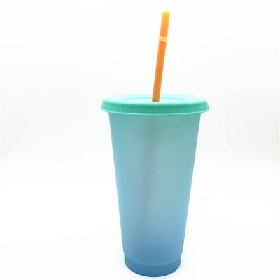 China 2021 Designs High Quality American Style Set of 5 Color Changing 24oz Cups Reusable Cold Cups with Lid and Straw for sale