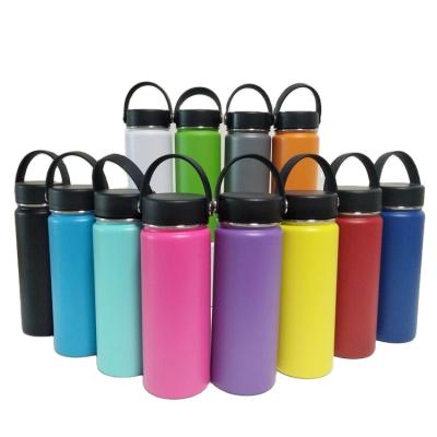 China Viable 18oz Wide Mouth Powder Coated Travel Double Wall Stainless Steel Vacuum Insulated Sports Water Bottles Portable Gym for sale