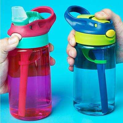 China 450ml School Eco Friendly Sustainable Kids Cups Plastic Kids Drink Bottle Water With Straw For Kids for sale