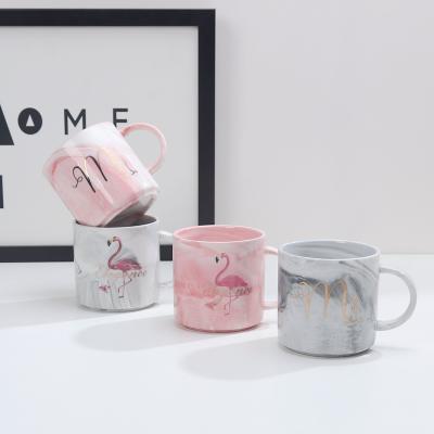 China New Trend Style 380ml Tea Cup Marble Porcelain Mr And Mrs Mug Stocked Ceramic Coffee Mugs With Lid For Couple for sale