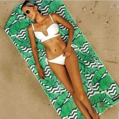 China QUICK DRY Custom Design Tropical Printed Lightweight Leaf Suede Travel Beach Use Towel for sale