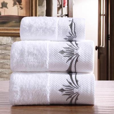 China QUICK DRY 100% Satin Cotton Hotel Face Towel Set With Embroidery Logo for sale