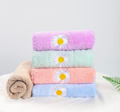 China Daisy Child Safe Towel Netflix Couples Face Towel Non-Fluff Coral Velvet Soft Absorbent Towel 35*75 for sale