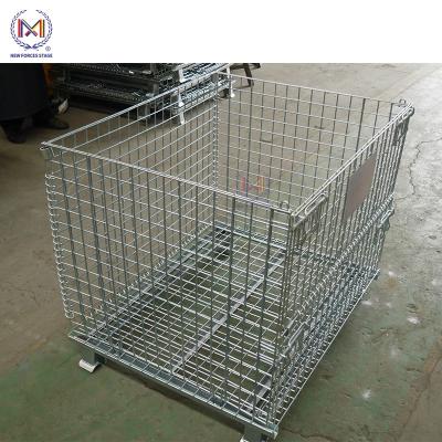 China Corrosion Protection Steel Cage Wire Mesh Container Used For Euro Wine Bottle Storage Pallet Cage for sale