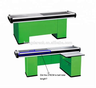 China The conveyor belt supermarket cash register, checkout counter with belt for sale