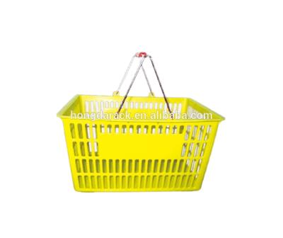 China Eco - Friendly Wholesale Color Customized Plastic Basket With Metal Handle for sale