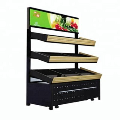 China Single/double side supermarket store rack fruit and vegetable display shelves for sale