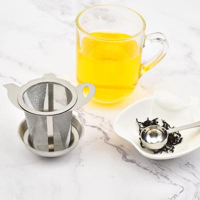 China Sustainable Wholesale Loose Leaf Ball Stainless Steel Mesh With Drip Tray Scoop Tea Instrainer for sale