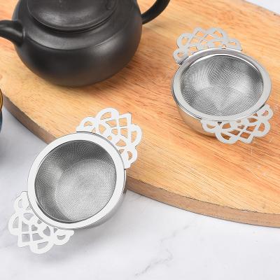 China Sustainable New Arrival Silver Stainless Steel Tea Strainer Filter Mesh Tea Infuser With Tea Bowl for sale