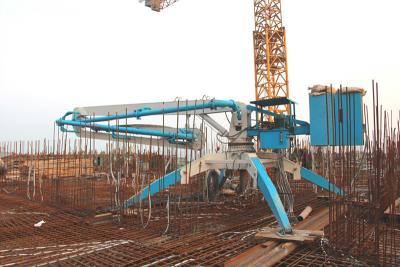 China HGY Professional Spider Concrete Placing Boom Truck Mounted Blue Color for sale