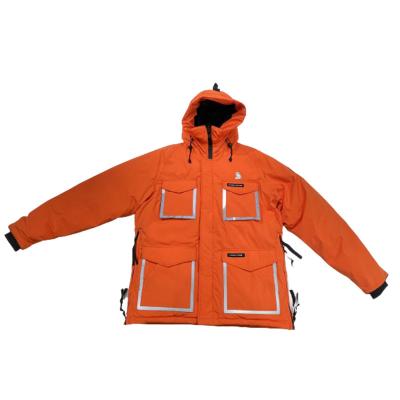 China Custom Made Women's Fashion Orange Multi-pocket Duck Down Jacket Warm Hooded Coat Waterproof Jacket Winter Raincoats For Women for sale