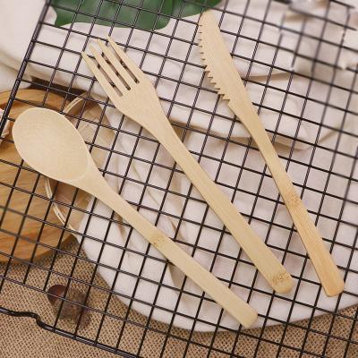 China Viable Disposable Biodegradable Wooden Tableware Spoon Fork Knife Bamboo Set for sale