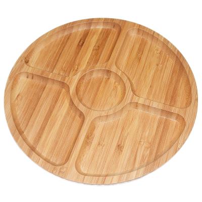 China Disposable Avanchy Dried Fruit Bamboo Dish Dessert Dish Round Shape Baby Dish Set Bamboo Dish Set for sale