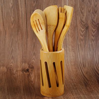 China 2021 New Style Viable Set Bamboo Utensil Kitchen Accessories 5 Piece Bamboo Cookware Set for sale