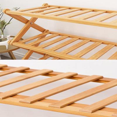 China (Others)Adjustable Product Ideas 2021 New Factory Folding Bamboo Shoe Rack 3 Tiers Shelf Multifunctional Wooden Rack Storage for sale