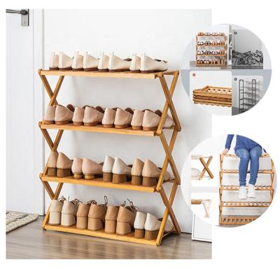 China (Size) 4 Tier Adjustable Cost Effective Bamboo Shoe Rack Furniture Eco Friendly And Moisture Resistance In Online for sale