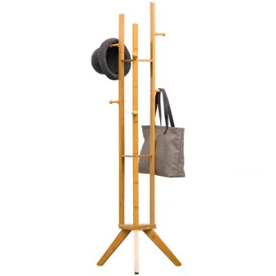 China 100%Bamboo Extendable Coat Rack Clothing Racks With Hanging Rod For Bedroom Cloakroom Hanger Rack Furniture for sale