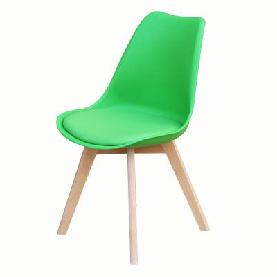 China New Home Extendable Furniture Leisure Gray Plastic Pp Chair With Backrest White Wooden Leg for sale