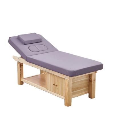 China Modern Promotion Multifunctional Massage Set Spa Solid Wood Four Leg Facial Bed for sale