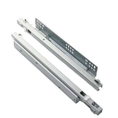 China Modern Hydraulic Soft Narrow Channel Fender Telescopic Cabinet Drawer Rails Push To Open Under Mount Hidden Drawer Slide for sale