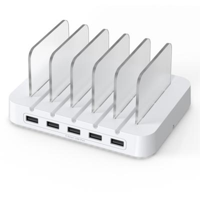 China HENCA Best Selling 5USB 30W USB 6A Mobile Phone Charger Station CE Home Charger Multiple Desktop Charger Stand for iPhone 13 MI Galax for sale