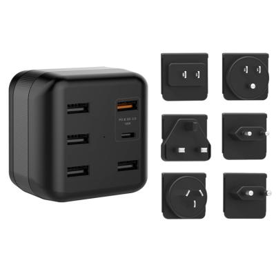 China Hot Selling 6Port 5V 45W Fast Charging Station 6 Ports Universal USB PD 45W 6-Port Travel Charger ELEKER Smart QC Charger For For iPhone Adapter for sale