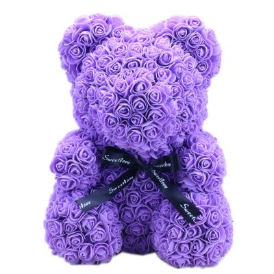 China Wholesale Popular And Premium Environmental Protection Green Flower Teddy Rose Bear For Valentines Day Gifts for sale