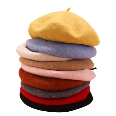 China Retro Style Painter Style Lady Beret Woolen Art Fashionable Hat British COMMON Bud Hat for sale