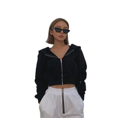 China All-match Short Hooded Anti-Wrinkle Zipper Casual Hunky Women Sweaters And Jackets for sale