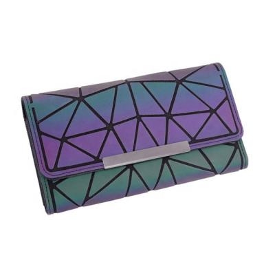 China High Quality Magic Wallet Rhombic Geometric Leather Wallet RFID Blocking Clutch Purses For Women for sale