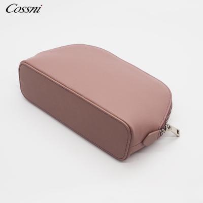 China Luxury genuine leather fashion clear transparent cosmetic bag waterproof women make up bag smooth leather cosmetic bag for ladies for sale