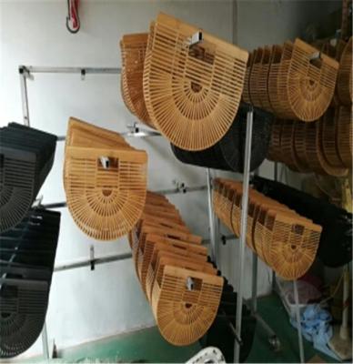 China Viable Hot Sale Plastic Woven Yellow Rattan Small Storage Bamboo Stripe Storage Basket Low Price Items for sale