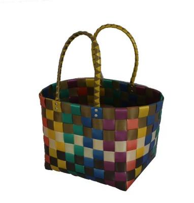 China Hot Selling Sustainable Multifunctional Practical Woven Plastic Rattan Basket Storage Woven Basket With Handle for sale