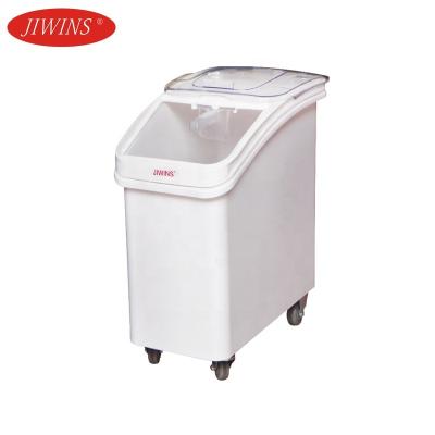 China NSF Mobile Ingredient Storage Bin with Sliding Lid & 81L Scoop Commercial Restaurant Plastic Mobile Ingredient Storage Bin With Sliding Scoop And Lid Wheels for sale