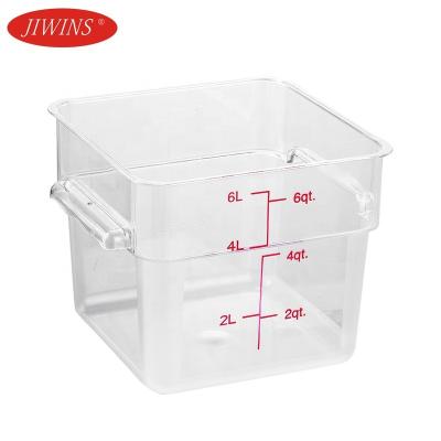 China Viable Commercial Plastic PC Polycarbonate Food Storage Barrel Square Food Storage Container for Restaurant for sale