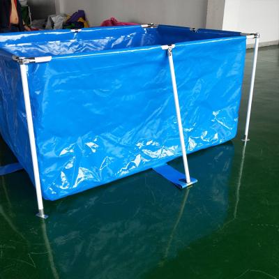 China Blue 0.9mm PVC Tarpaulin Tube Frame Swimming Pool Small Square Kids Bath Tube Pool for sale