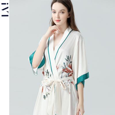 China QUICK DRY OEM Pijama Ladies Woman Satin High Quality Patterned Custom Silk Tenue De Nuit Pyjama Femme Silk Kimono for sale