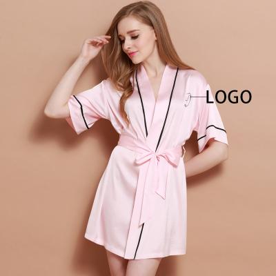 China OEM LOGO Pijamas Por Mayor Silk Pajamas Silk Long Robes Custom Made Wholesale Hot Sale Satin Ladies Shorts QUICK DRY Pajamas for sale