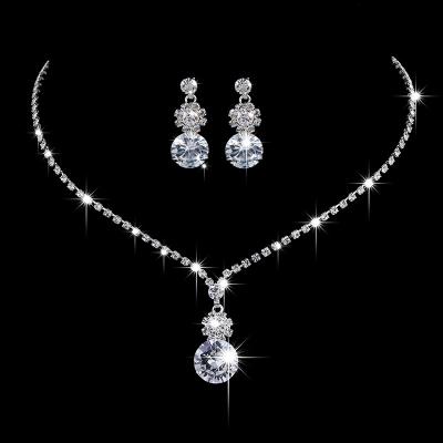 China Wholesale Luxury Shiny Zirconia Crystal Diamond Earring Necklace Jewelry Sets Jewerly CZ Jewelry Set For Women Bridal Wedding for sale