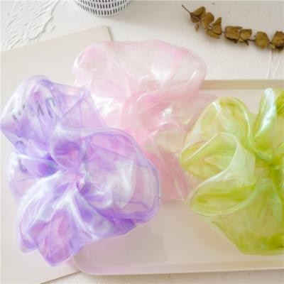 China Korean Colorful Light Weight Organza Hair Ties Ponytail Stand Comfort Waist Summer Fashion Soft Super Soft Hair Scrunchies Big For Women Wholesale for sale