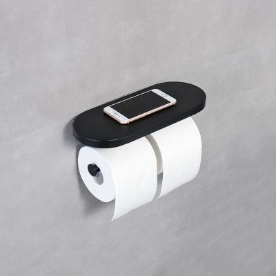 China Modern Double Stainless Steel Roll Toilet Paper Dispenser With Shelf Toilet Paper Roll Dispenser for sale