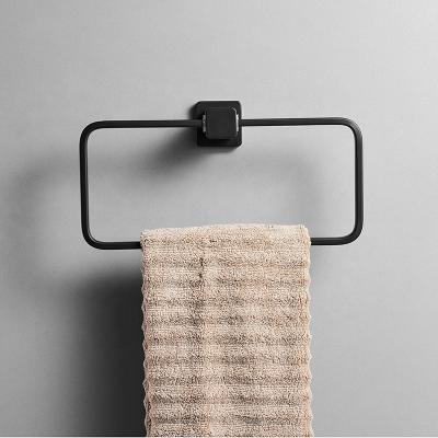 China Modern Aluminum-Magnesium Alloy Towel Ring Holder Black Towel Rack for sale